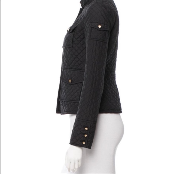 NWOT Tory Burch Black Quilted Jacket w/ Gold “T” Buttons Size 0 - PRISTINE - Picture 3 of 13
